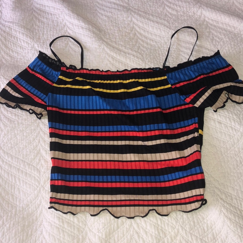 F21 multicolor striped crop top